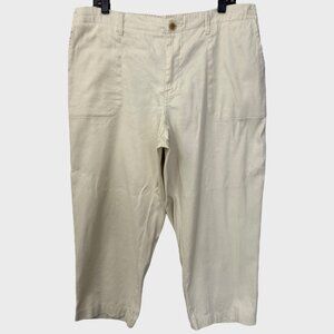 L.L. Bean Comfort Stretch High-Rise Crop Ankle Pants Beige Women's 18 Petite